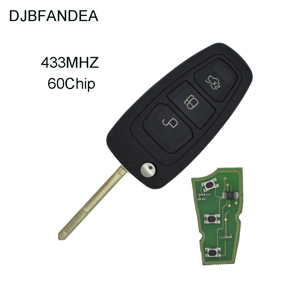 

DJBFANDEA 3Buttons Remote Controls Key Fob For Ford Focus Mk1 Mondeo Transit Connect With 315/433MHz ID60 Chip F021 Blade
