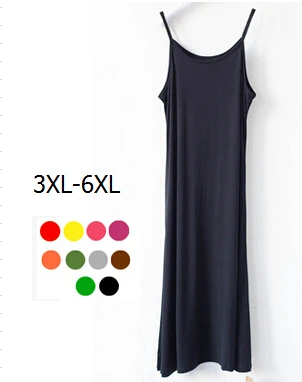 

Summer 2019 Women Sleeveless Big Neck Big Sweep Ankle-Length Dress Halter Modal Vest Dress Vestidos Plus Size 3XL 4XL 5XL 6XL