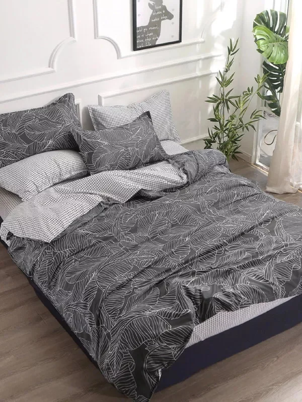

Leaves Bedding Set 4Pcs Print Duvet Cover Flat Sheet/Fitted Sheet Pillow Cases