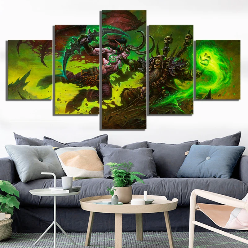 

HD Prints Canvas Wall Artwork Painting 5 Panel World of Warcraft LEGION Video Game Posters Home Decoration Kids Room Frameworks