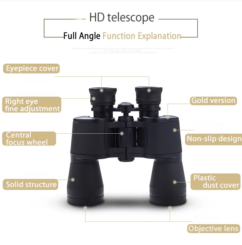 20x50 бинокль мощный телескоп складной HD высокой мощности Низкий уровень освещения ночного видения оптический 20X телескоп увеличение