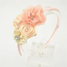 10 цветов, повязка на голову с розами, детская повязка для волос, шифон, цветок, эластичная резинка для волос, стразы, повязки на голову, аксессуары для волос для девочек