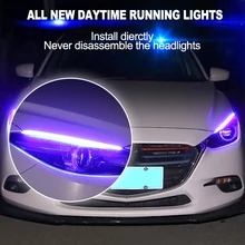 CNSUNNYLIGHT водосветодио дный стойкий гибкий светодиодный Атмосфера DRL полоса 45 см для автомобиля дневного света ходовые огни Sequential Amber Поворотная сигнальная лампа