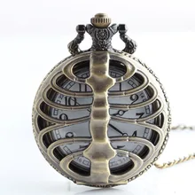 Ретро Бронзовый Скелет кварцевые карманные часы ожерелье для мужчин женщин детей рождественские подарки ювелирные изделия CF1098
