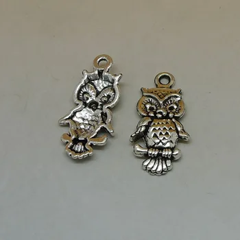 

200pcs Exquisite Owl Charms 26x11mm 1.1g Pendant Antique silver Children's gift craft Jewelry earring bracelet necklace anklet