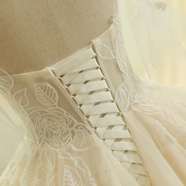 SL-182 Vintage Beach Flare Sleeve Lace Simple Bridal Gown Wedding Dresses 2018 5