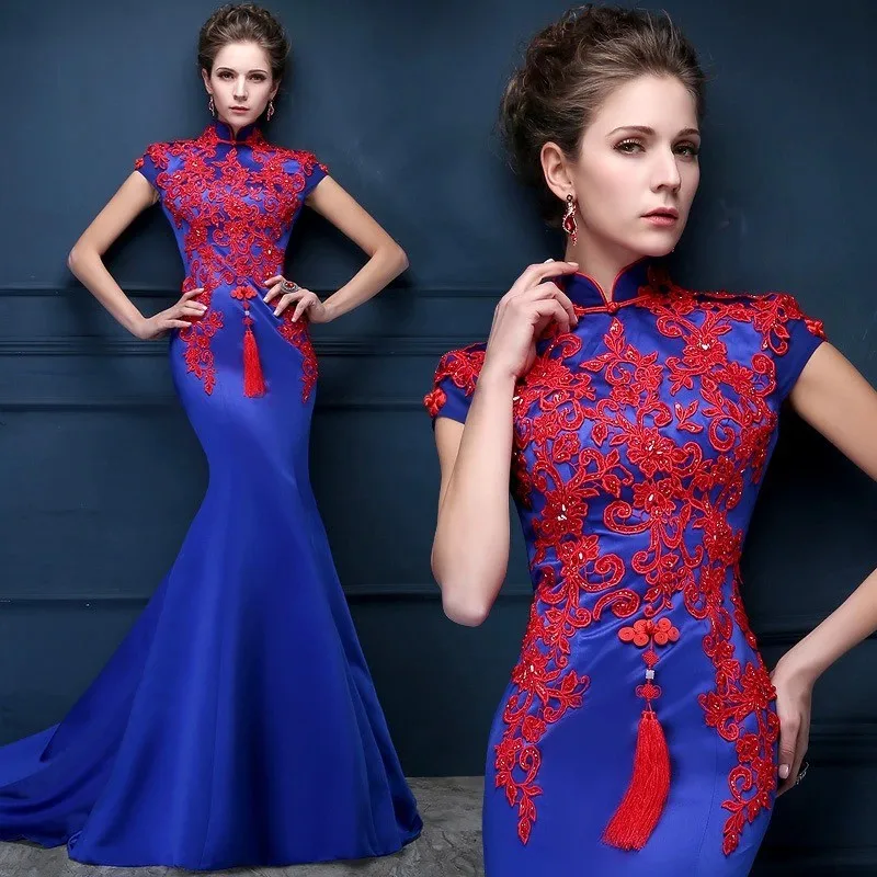 Royal blue Mermaid oriental styled dress (10)