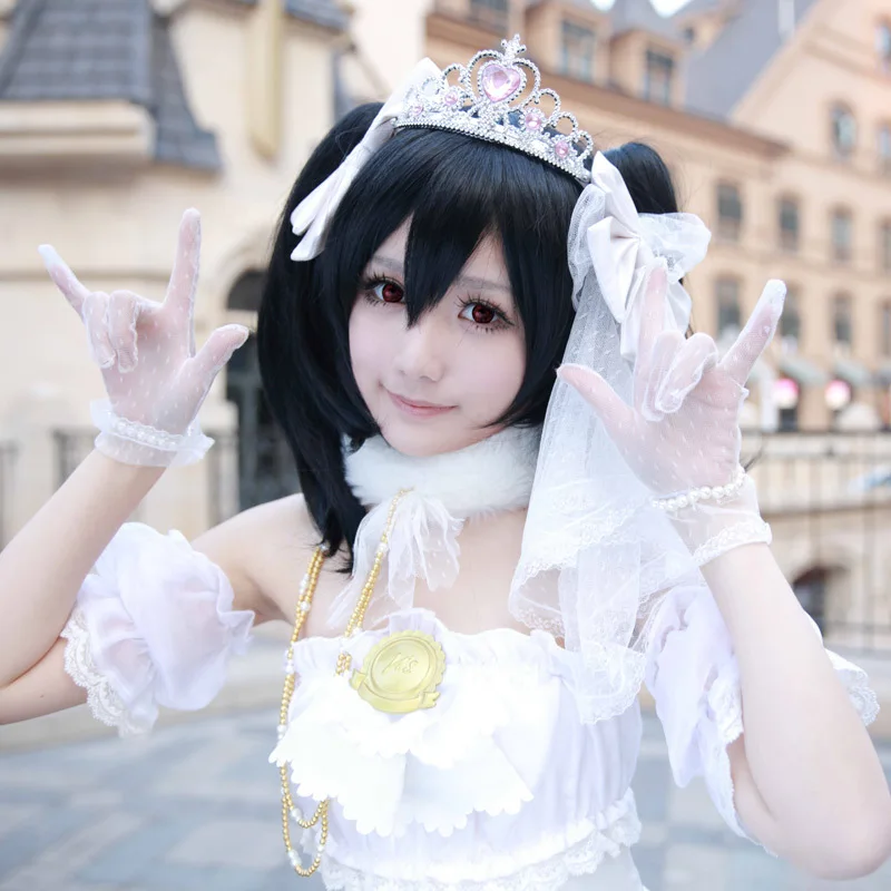 Love Live! Nico Yazawa Cosplay School Idol Project White Satin Wedding Dress Costume Japanese