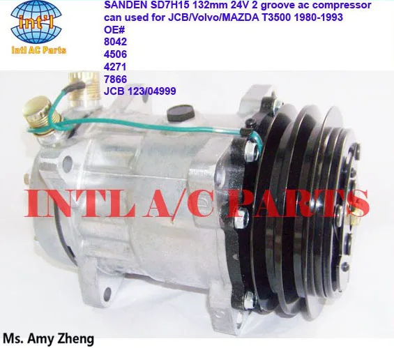 8042 4506 4271 7866 JCB 123/04999 7H15 7S15 709 SD709 SD7H15 auto ac compressor for JCB/Volvo/MAZDA T3500 132mm 24V 2pk | Автомобили и