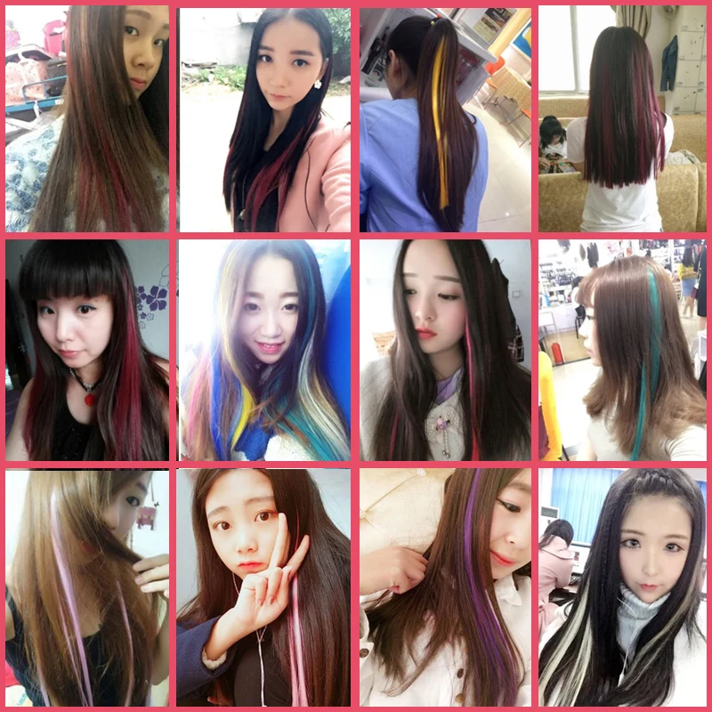 Allaosify Long Straight 1 Clip In Hair Fake Hairpieces Heat Resistant Synthetic Fake Hair Only One piece
