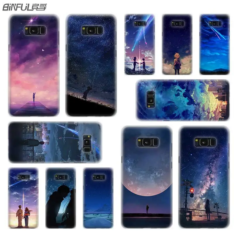 

BINFUL case cover hard Transparent for Samsung S9 S8 S7 S6 S5 S4 S10 Edge Plus for Galaxy Note 10 Pro 9 8 starry day anime