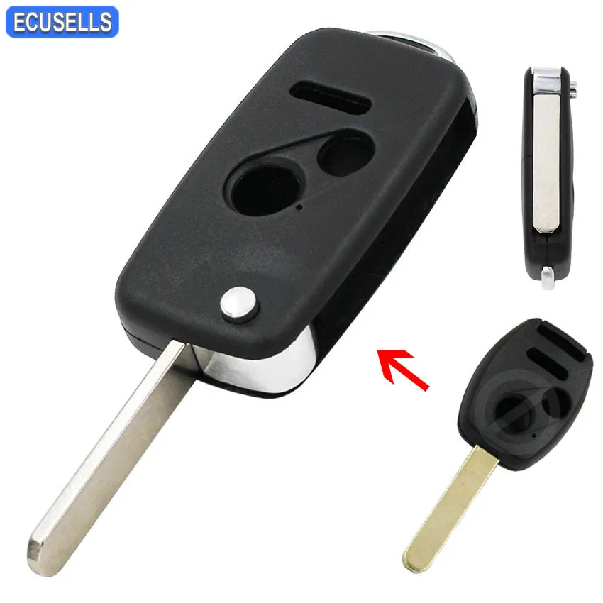 

3 Button Folding Remote Key Shell Flip Key Case Smart Car Key Cover for Honda Odyssey LX Ridgeline Accord Civic CR-V Pilot Fit
