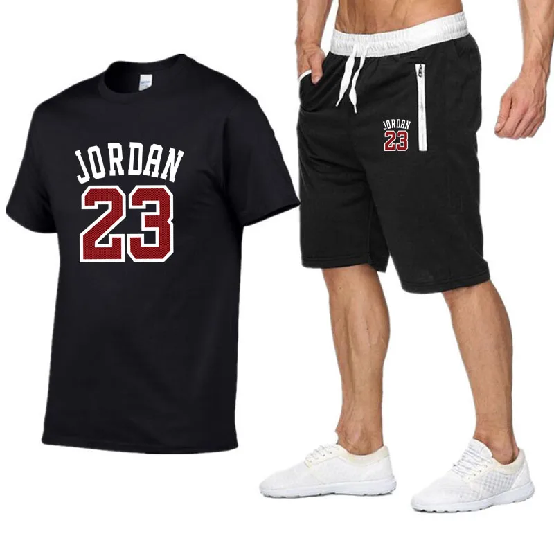 

2019 New Brand Clothing Jordan 23 Men T-shirt Swag T-Shirt Cotton Printed T-shirt Man Fitness Camisetas Hip Hop Tees + Shorts