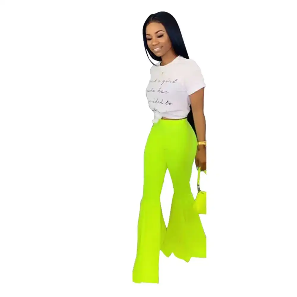neon flare trousers