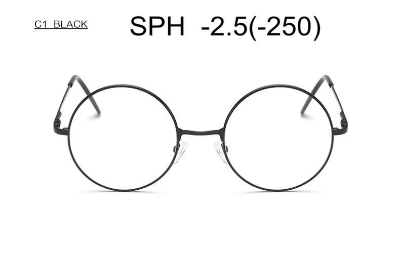 Очки для близорукости с диоптриями SPH-1-2,0-2,5-3,0-3,5-4,0 для женщин и мужчин, сплав, круглая оправа, близорукие очки UF33 - Цвет оправы: C1 (-2.5)