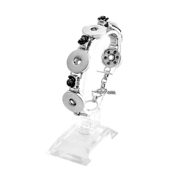 

10pcs Vintage Interchangeable Snap Bracelets with flower Crystal 18mm metal ginger Snap Button Bracelet Bangles for women men