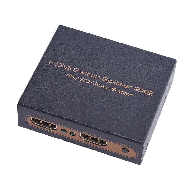 Larryjoe 2x2 HDMI переключатель сплиттер Full HD1080p 3D, 4 к x 2 к 2 в 2 Выход HDMI авто коммутатор видео аудио конвертер с адаптером питания