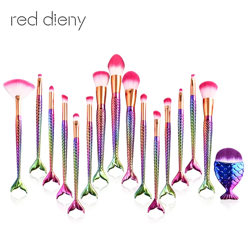 

16PCS Mermaid Makeup Brushes Set Foundation Blending Powder Eyeshadow Contour Concealer Blush Cosmetic Beauty Make Up Tool Kit