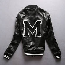 Фабрика Новинка года Для женщин из натуральной овечьей кожи куртка сзади Вышивка M кожаная куртка, байкер Куртки