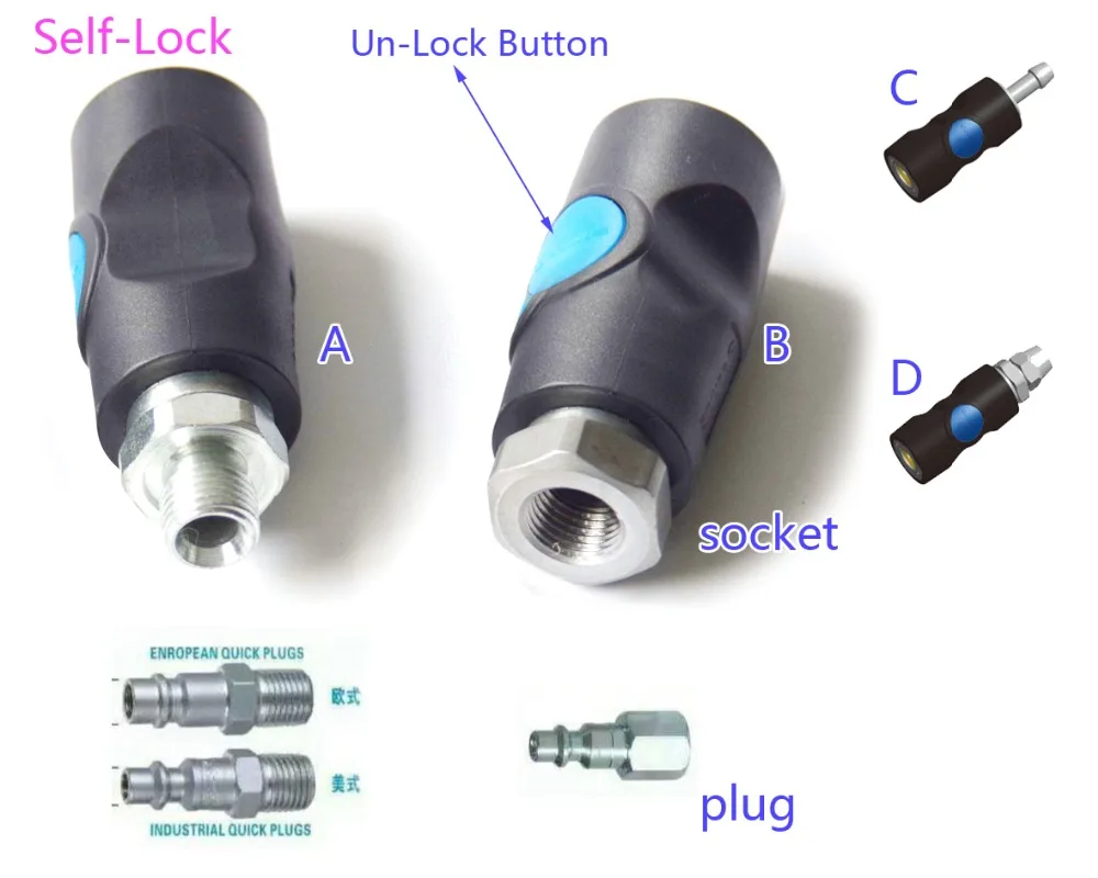 Высокое Качество ДНЯО 1/4 "с внутренней резьбой Enropean США муфта Industrail Тип разъем Cupla быстроразъемные соединения и пуговицы Self-замок