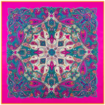 

Fashion Luxury Brand Twill Silk Square Scarf Neckerchief Foulard Bohemian National Cashew Hijab Shawl Wrap Female Scarf Bandana