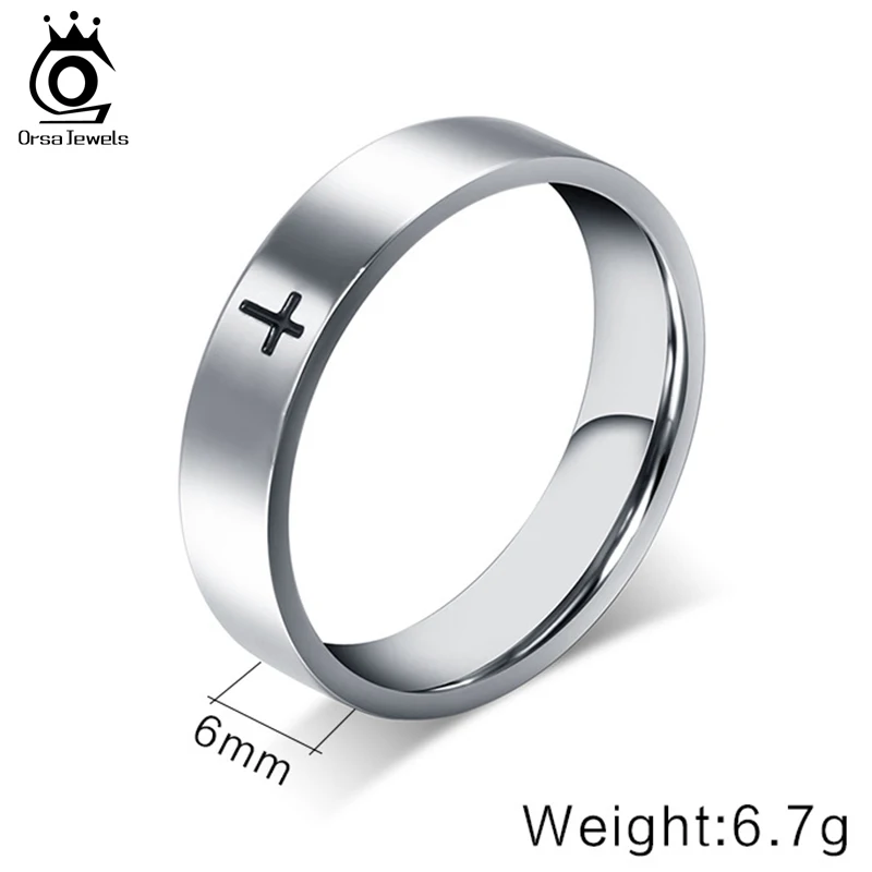 ORSA JEWELS High Quality Stainless Steel Rings for Women Perfect Polished Classic Cross Shape Ring Fashion Jewelry Gift OTR87