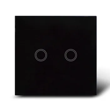 

UK Model Wall Touch Light Switch 2 Gang, New Design Glass Cover Tactile Switch with blue LED backlight