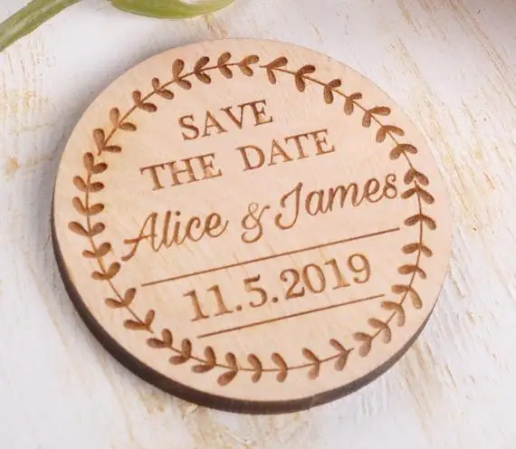 

Personalized Save the Date Wood Magnets. Custom Save the Date. Wooden Save the Date Magnets