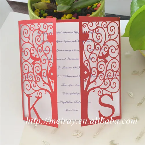 Wedding Invitations Paper Crafts Laser Cut Red Happiness Tree Rustic Wedding Invitations Paper Crafts Laser Cut Red Happiness Tree Rustic