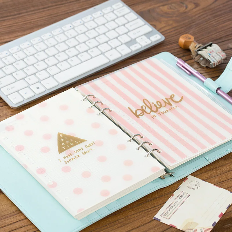 

Creative Pink Golden Fashion PVC Partition board 1 Piece A5/A6 DIY Spiral Journal Diary School Office Supplies