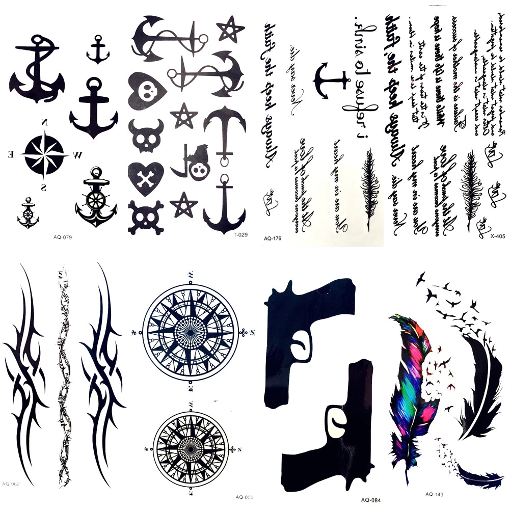 Small Black Anchor Pirate Ghost Fake Tattoo Children Men Finger Temporary Tattoo Stickers Women Body Arm Art Tattos Kids Compasstattoo Children Tattoo Stickerfake Tattoo Children - Aliexpress