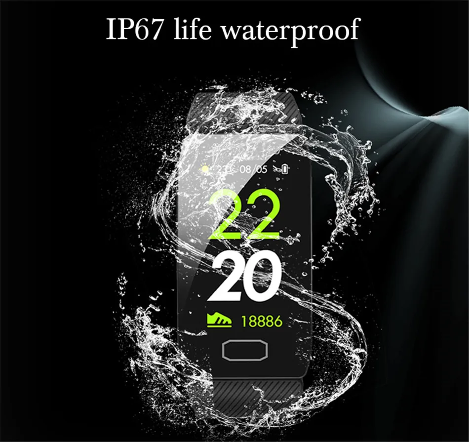 LIGE 1,14 полноэкранный умный Браслет фитнес-трекер IP67 водонепроницаемые умные часы для поддержания здорового образа жизни многофункциональный для Android ios