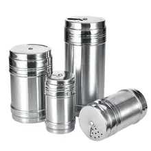 Stainless Steel Spice Jar Dredge Salt Sugar Spice Pepper Shaker Seasoning Can With Rotating Cover Multi-purpose Kitchen Tool