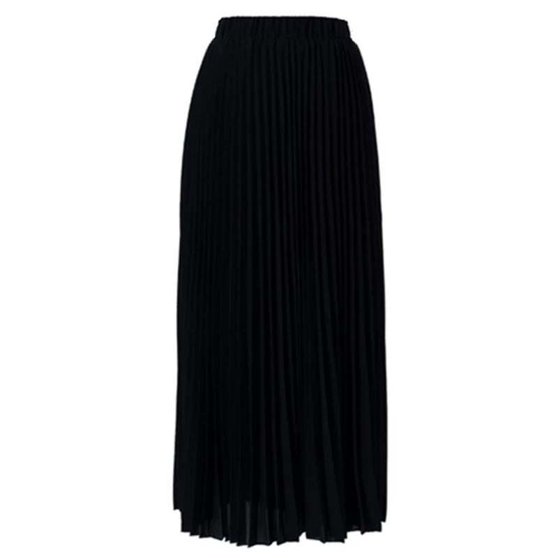 Размера плюс Faldas Mujer Moda Бохо абайя кимоно мусульманская длинная облегающая шифоновая Макси плиссированная юбка женские исламские японские юбки - Цвет: Black