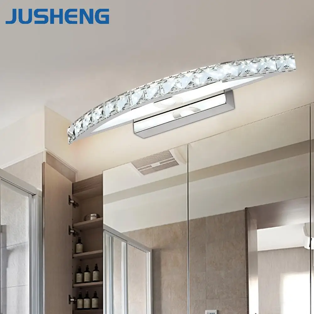 Modern Crystal Mirror Wall Lamps in Bathroom 18W LED Sconces Lamps Warm White & Cool White 70cm Long
