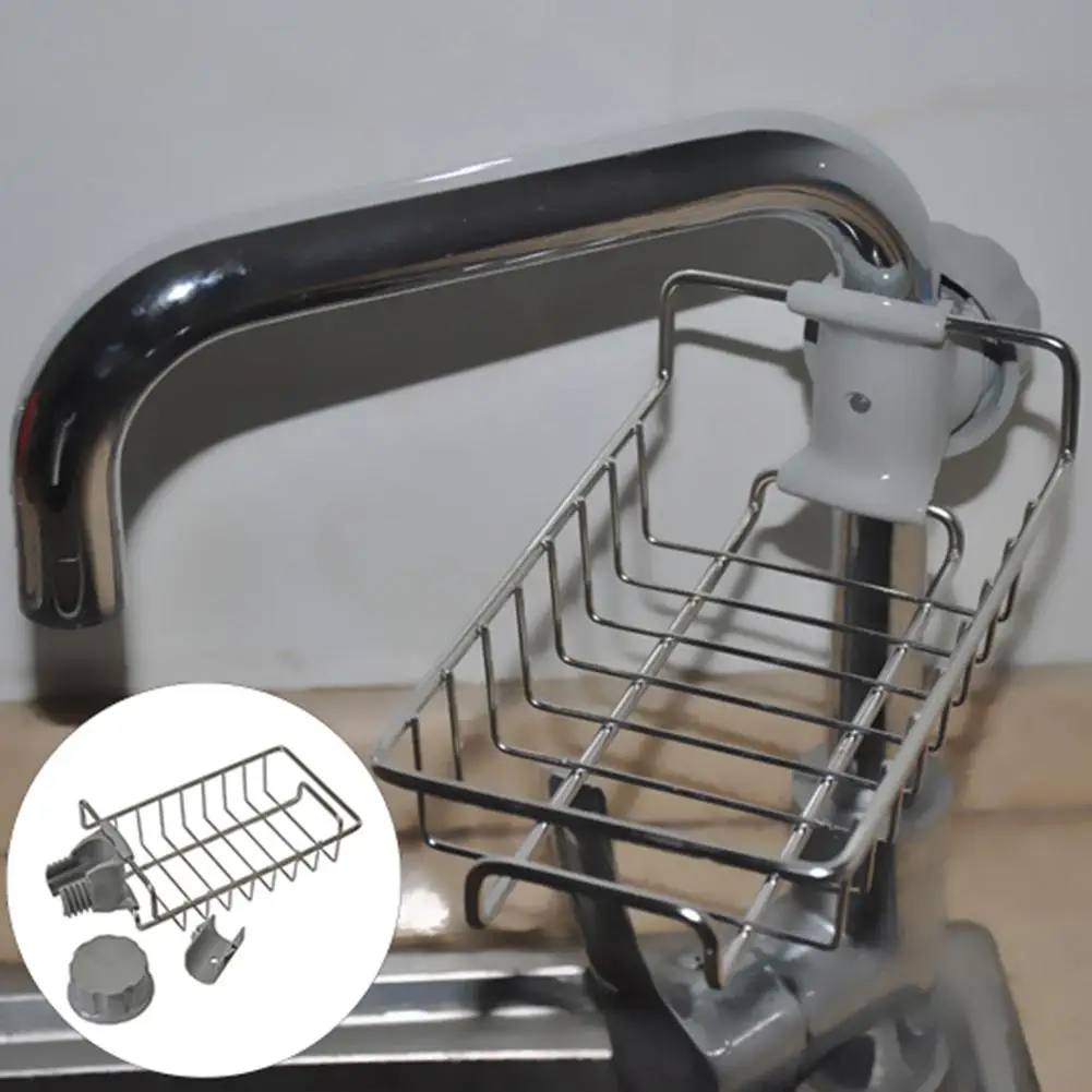 

Stainless Steel Kitchen Faucet Sponge Holder Sink Organizer Drainer Storage Rack