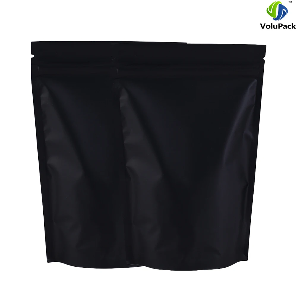 

high quality 10x15cm (3.9x5.9") Metallic Mylar Resealable Plastic Pouch bags black stand up aluminium ziplock bag