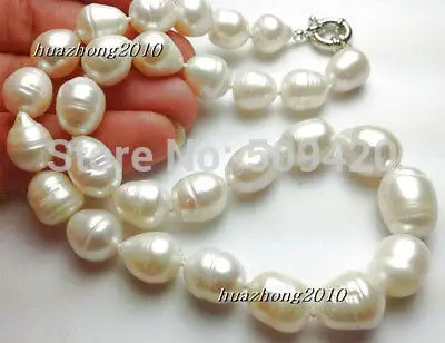 

Free Shipping11-14mm the White Tahitian Cultured Pearl Necklace 18''