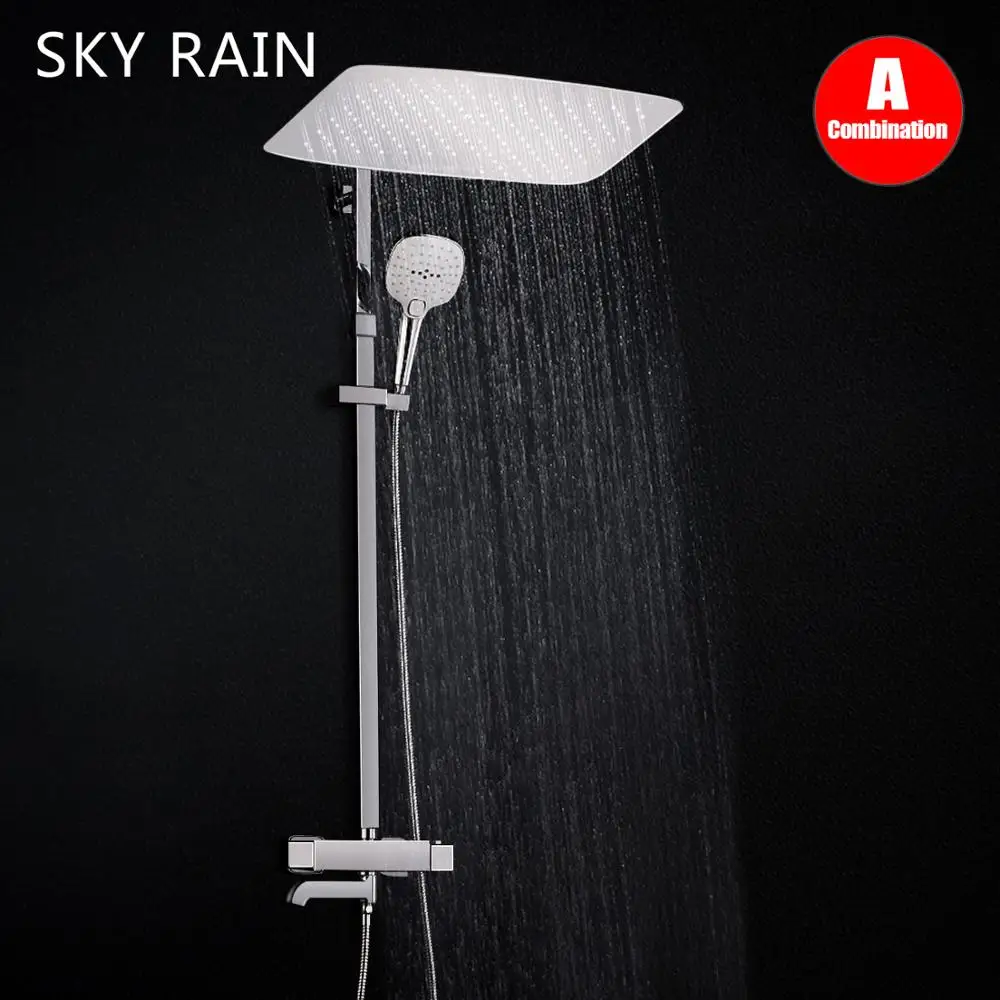 SKY RAIN Настенная полная латунная термостатическая душевая система с ручным