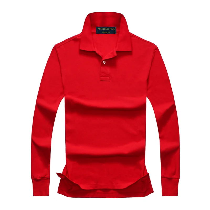 Высокое качество, одноцветная рубашка поло, повседневные рубашки поло, мужские рубашки поло с длинным рукавом, Новое поступление, рубашка поло 01 - Цвет: Красный