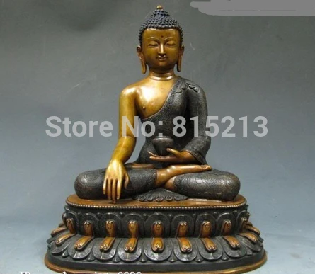 

bi0011835 11"Nepal Fane Pure 100% Red Bronze Dragon Sakyamuni With Bowl Buddha Statue
