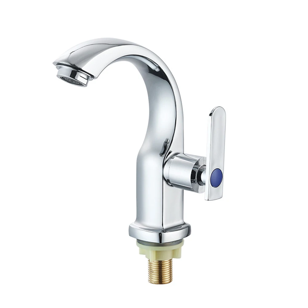 

Accessories Swan Neck Bathroom Sink Tap Saving Water Faucet Plating Basin Home Easy Install Kitchen Modern Durable Cold Water