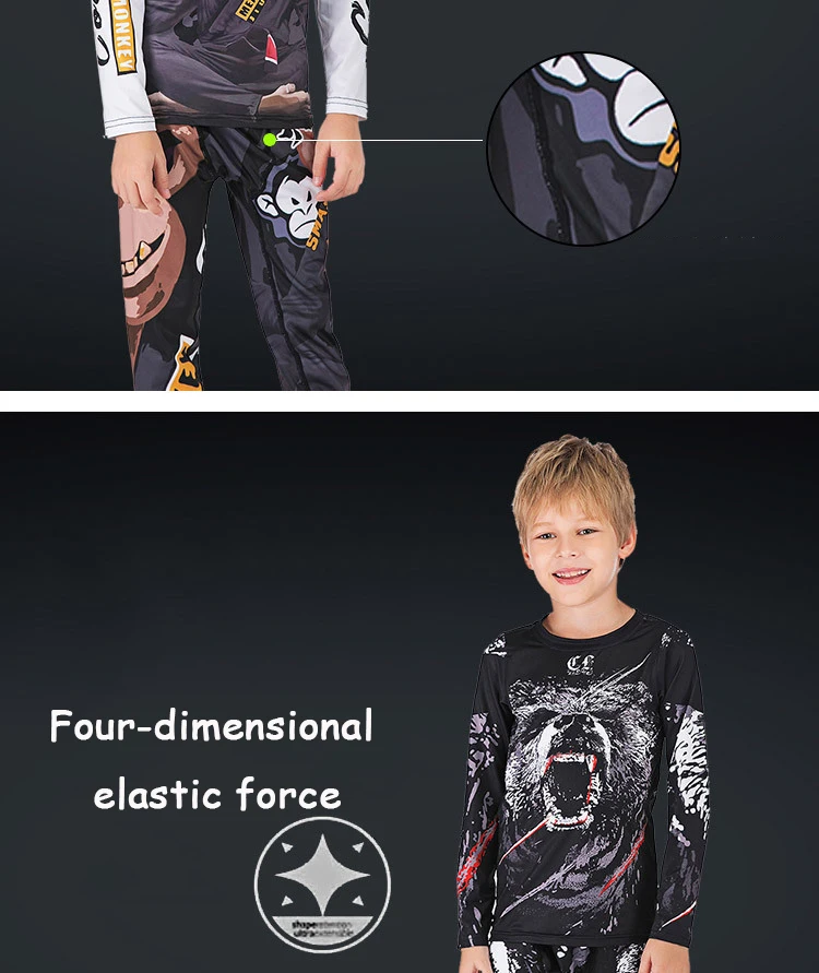 Детские Майки для ММА бокса, компрессионная футболка ММА+ штаны, Рашгард Jiu Jusit, облегающие брюки с длинными рукавами, детский спортивный костюм для ММА