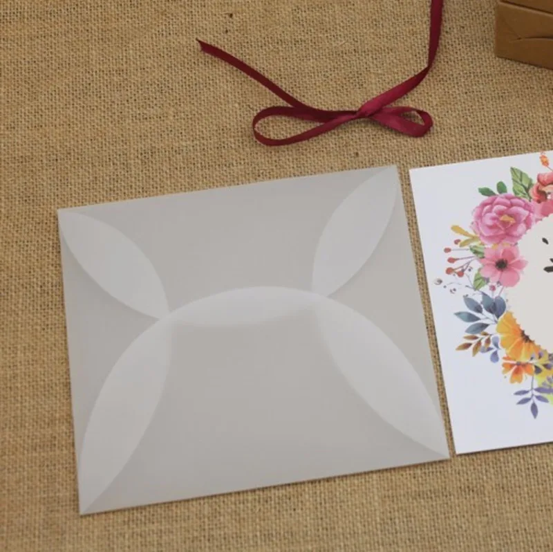 50pcs 16*16cm Square Translucent White Parchment Paper Invitation Envelope DIY Invitation Creative  Envelope Scarf Packaging