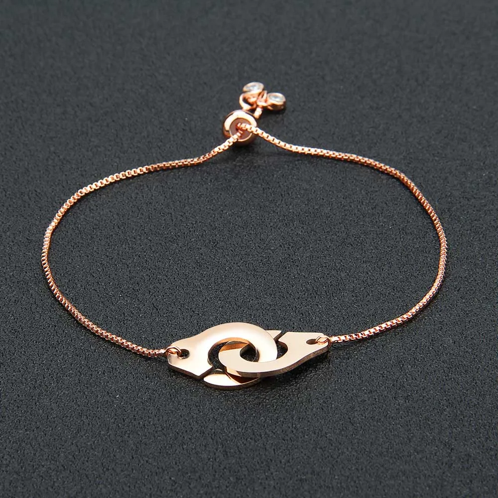 ZG модный браслет наручники из нержавеющей стали для влюбленных, браслет с замком для женщин и девочек, подарок на день Святого Валентина - Окраска металла: rose gold
