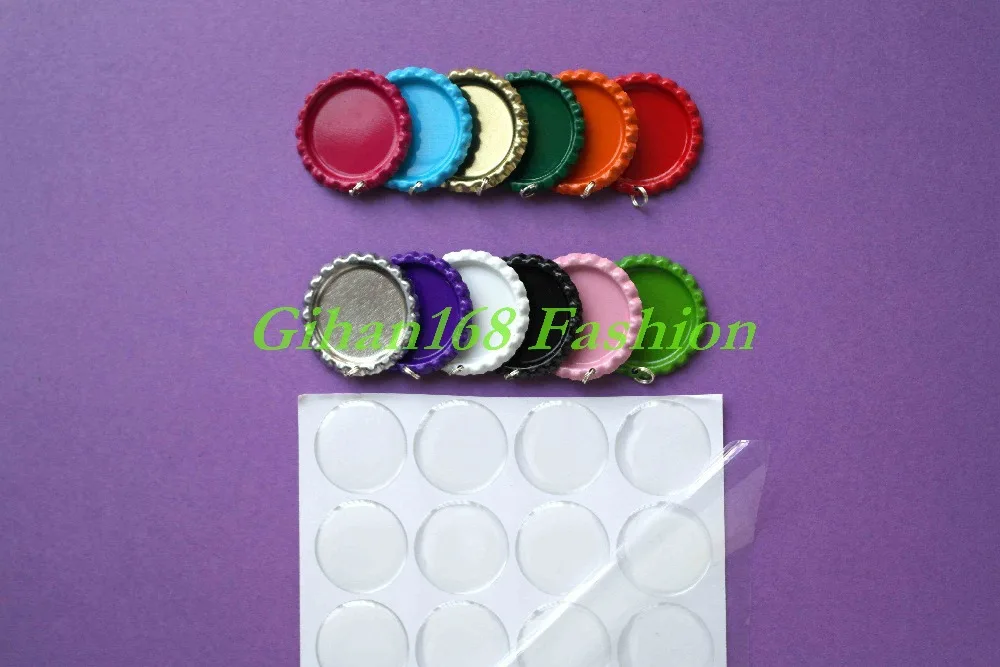 Sale 500pcs Colored Metal Flat Beer Bottle Caps With Hole And Ring+