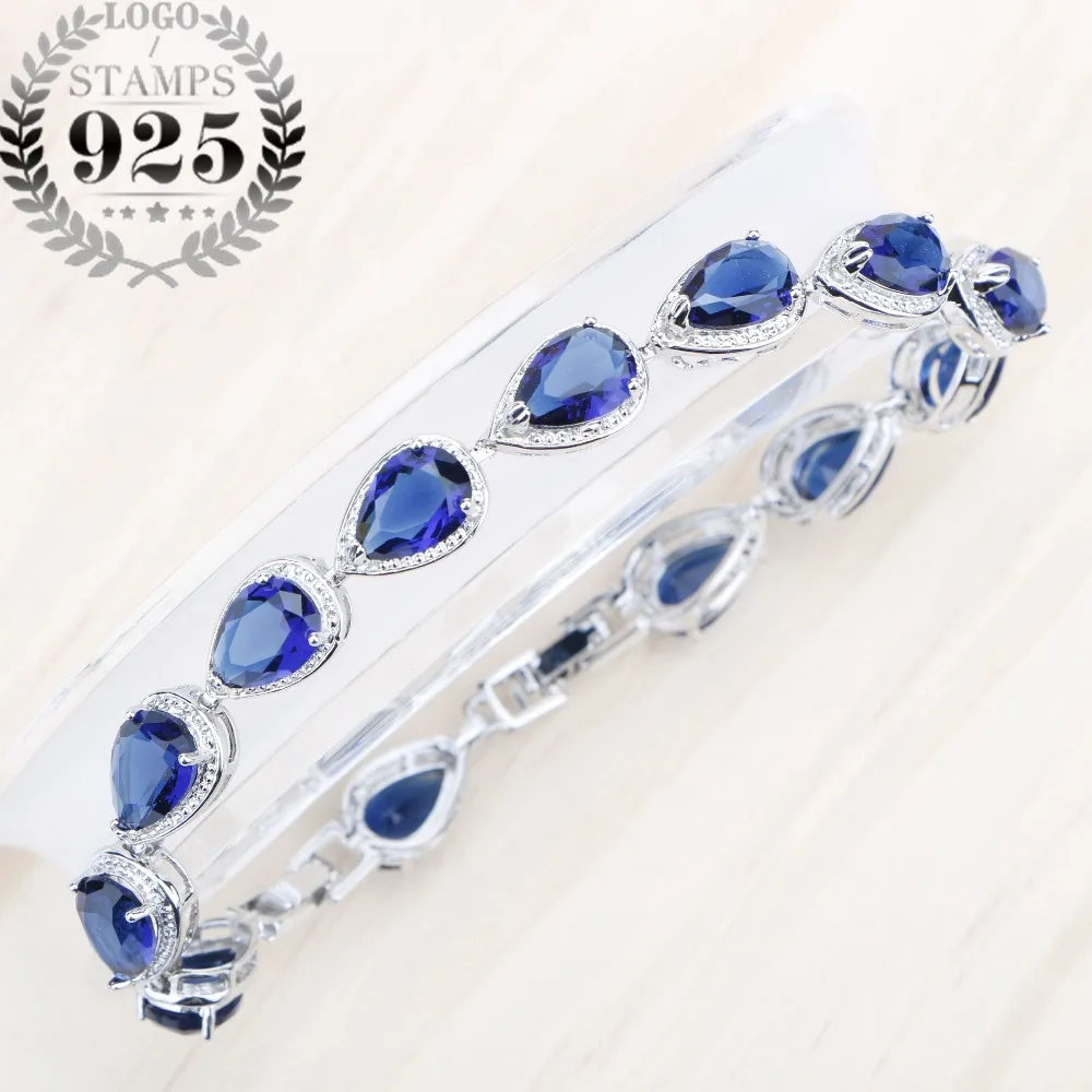 

A Bracelet For Women BELLE NOEL Drop Blue Cubic Zirconia Stones Silver 925 Jewelry Free Gift Box New Year Gifts