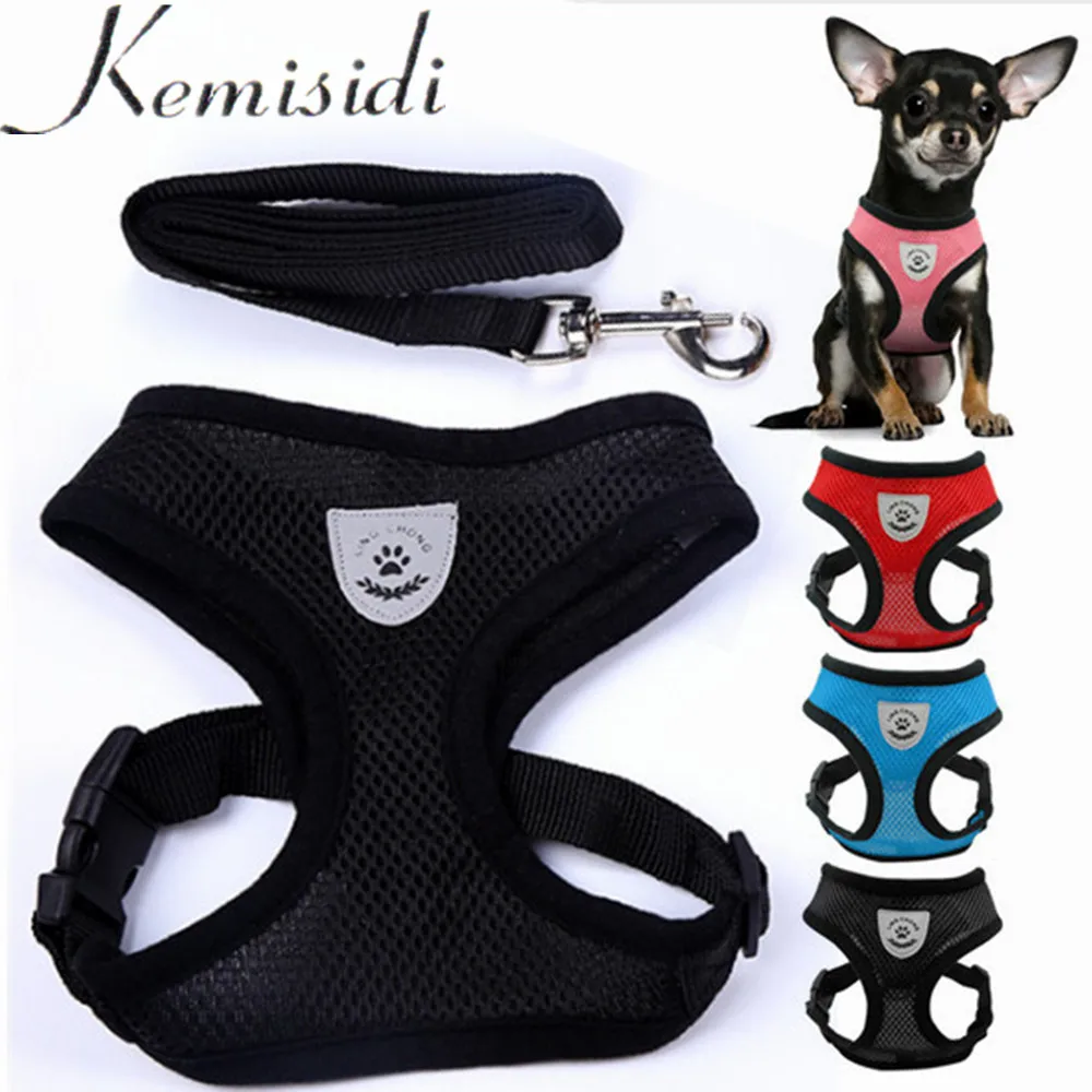 

Breathable Mesh Small Dog Pet Harness and Leash Set Puppy Cat Vest Harness Collar For Chihuahua Pug Bulldog Cat arnes perro