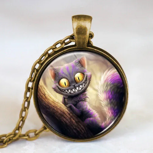 Steampunk Cat Movie Alice In Wonderland Necklace Glass Pendant Jewelry Men And Women Necklace Steampunk Cat Movie Alice In Wonderland Necklace Glass Pendant Jewelry Men And Women Necklace
