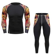 2017 Tracksuit Mens Compression Shirt Pants Set Running Tights Workout Fitness Training Tracksuit Long Sleeves Shirts Sport Suit